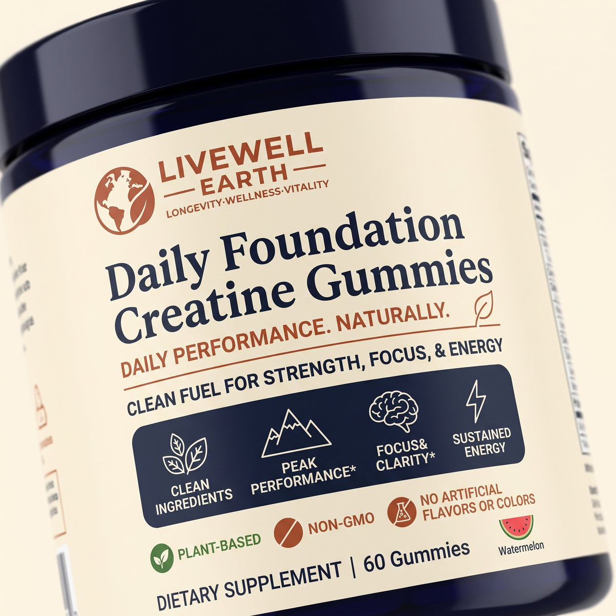 Daily Foundation Creatine Gummies Watermelon label detail