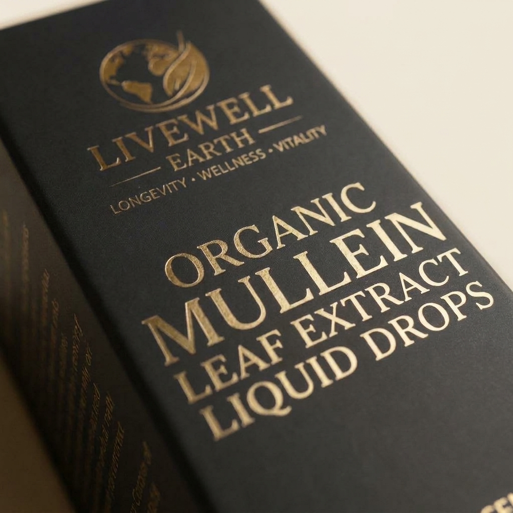 Close-up of the Mullein Leaf Extract Liquid Drops label