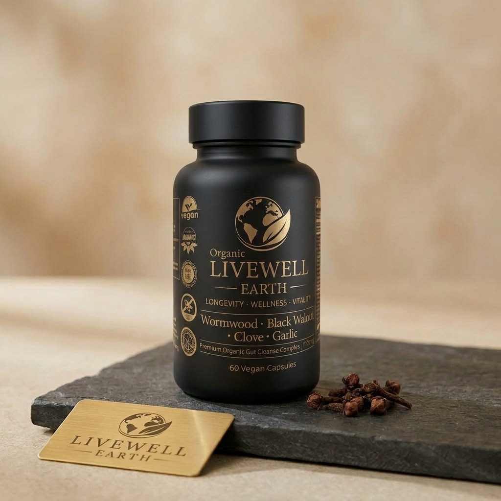 Gut Cleanse Complex bottle in a styled home setting