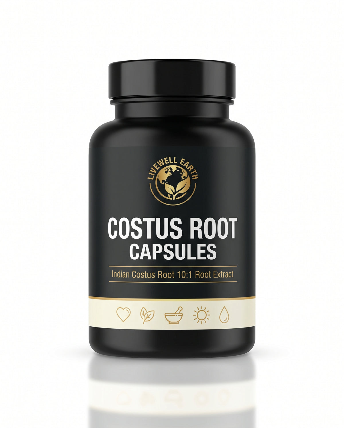 Costus Root Capsules — Indian Costus Root 10:1 root extract, 60 vegan capsules