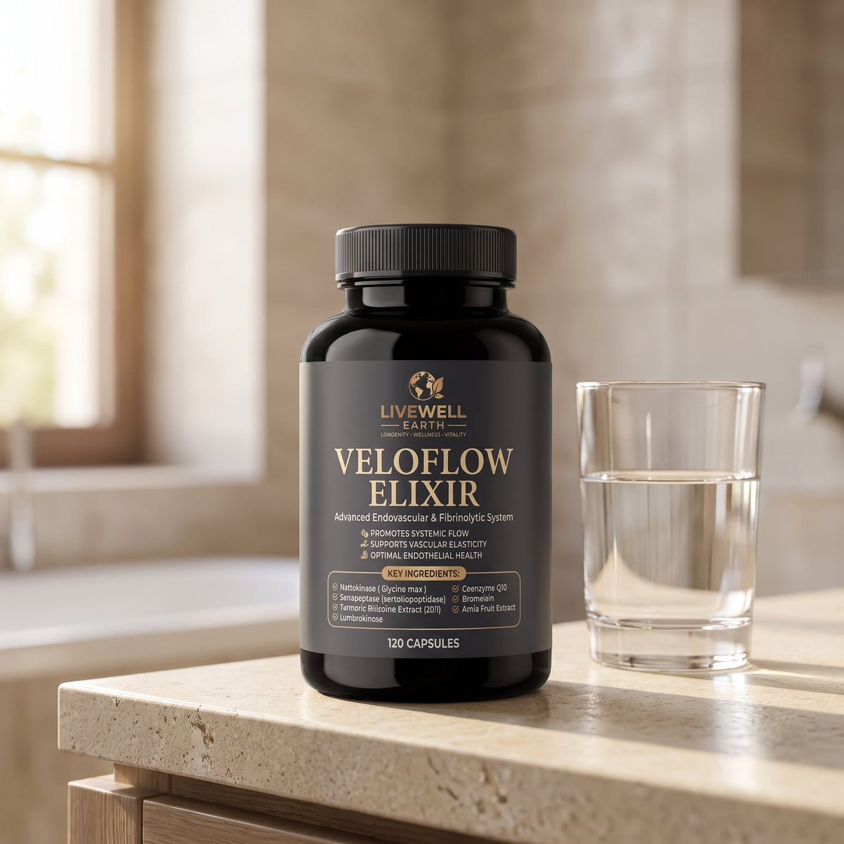 VeloFlow Elixir on the morning counter