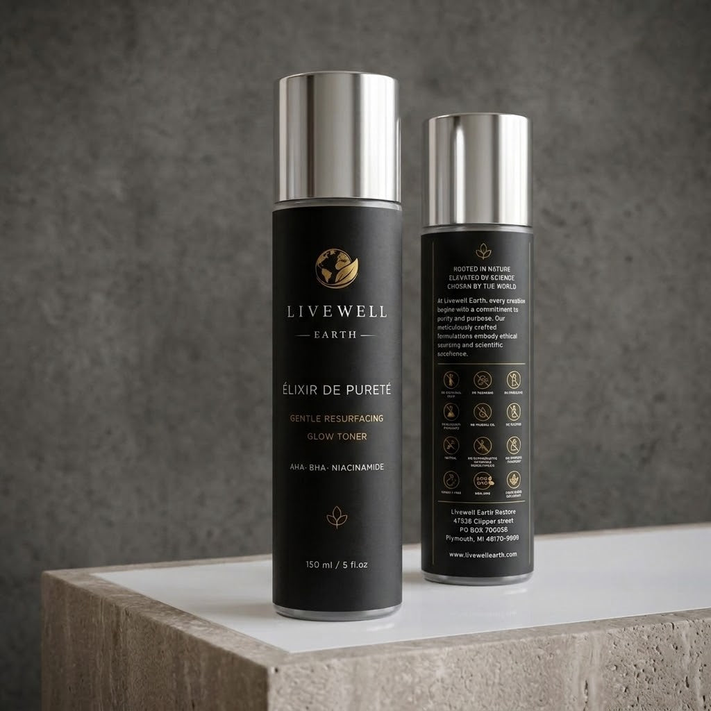Élixir de Pureté Gentle Resurfacing Glow Toner by LiveWell Earth, lifestyle image