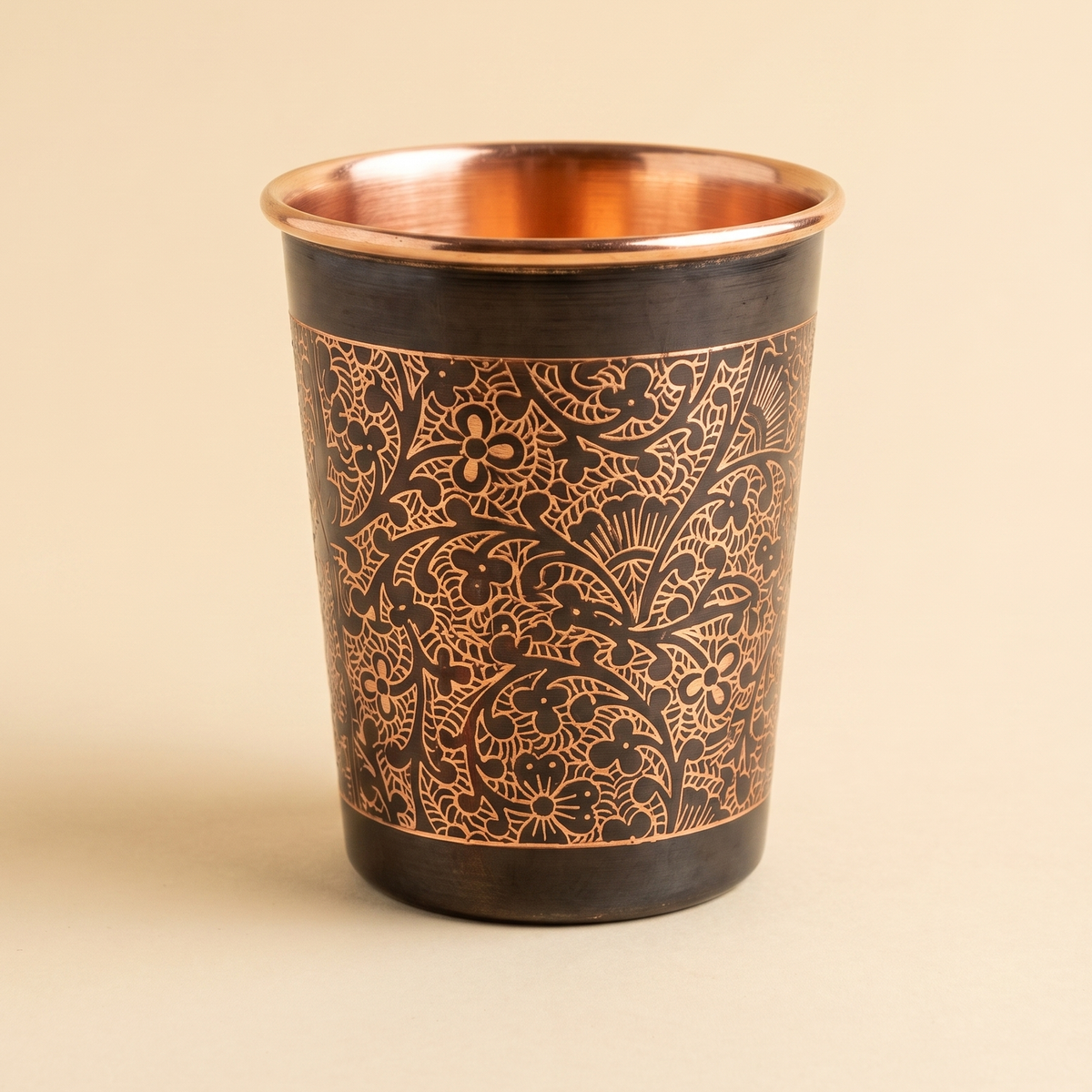 Longevity Copper Mug 16 oz, front view on a clean studio background