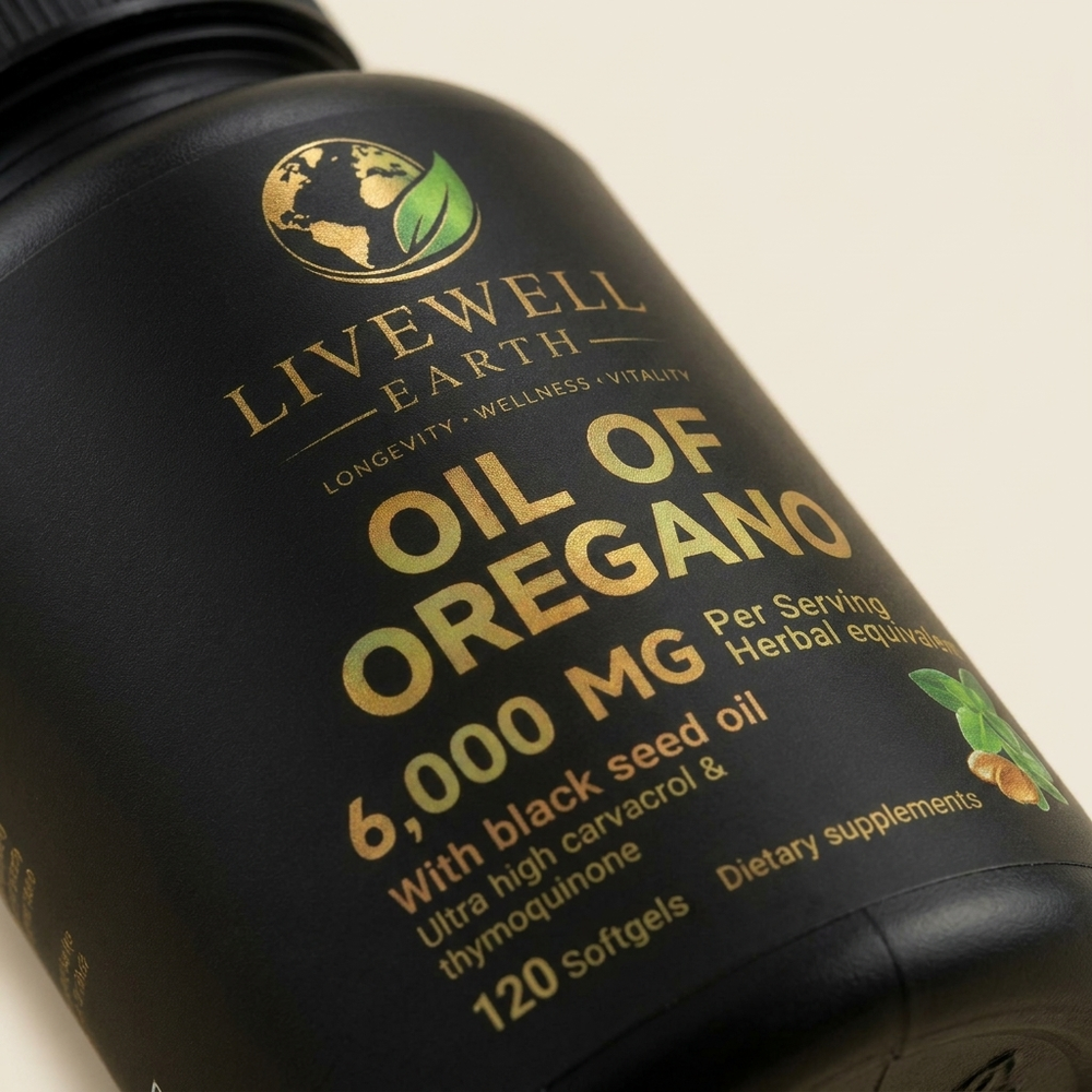 Close-up of the Oil of Oregano label