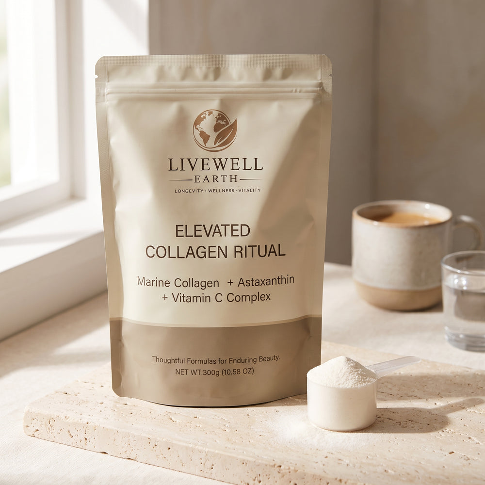 Elevated Collagen Ritual with morning coffee and collagen scoop
