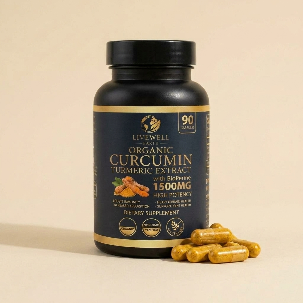 What is inside Curcumin Turmeric Extract · capsules shown beside the bottle