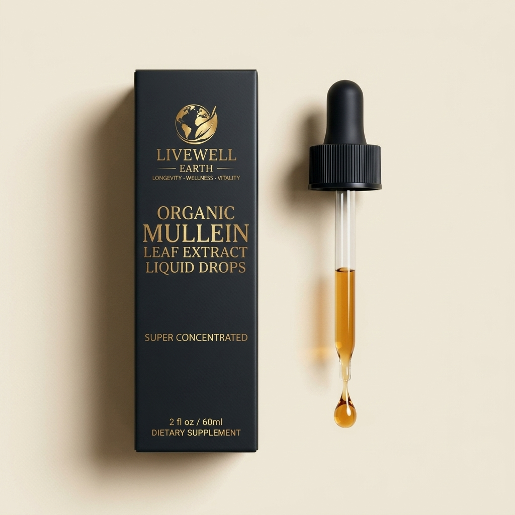What is inside Mullein Leaf Extract Liquid Drops · dropper shown beside the bottle