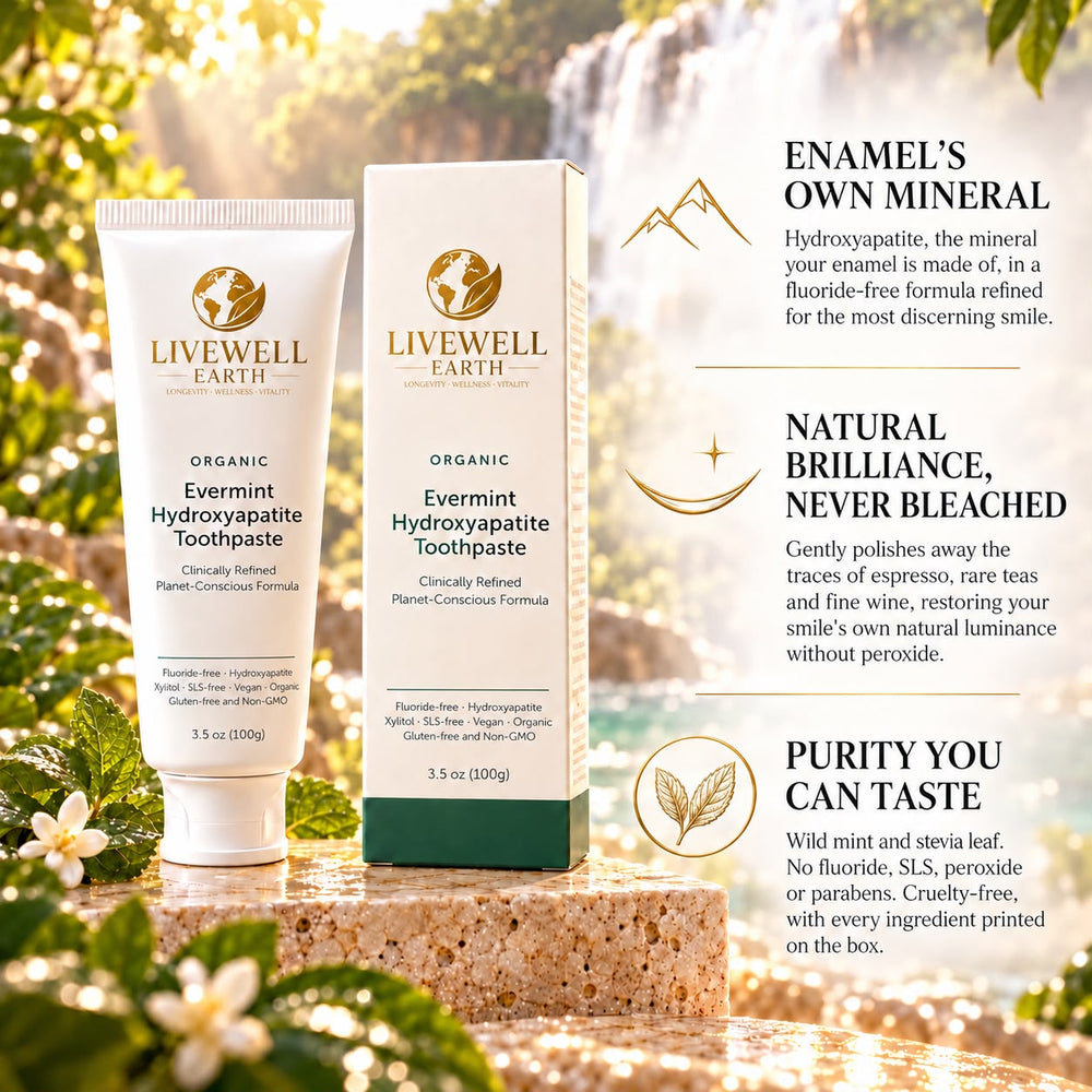 Evermint Hydroxyapatite Toothpaste benefits: hydroxyapatite, gentle stain polishing without peroxide, wild mint and stevia leaf
