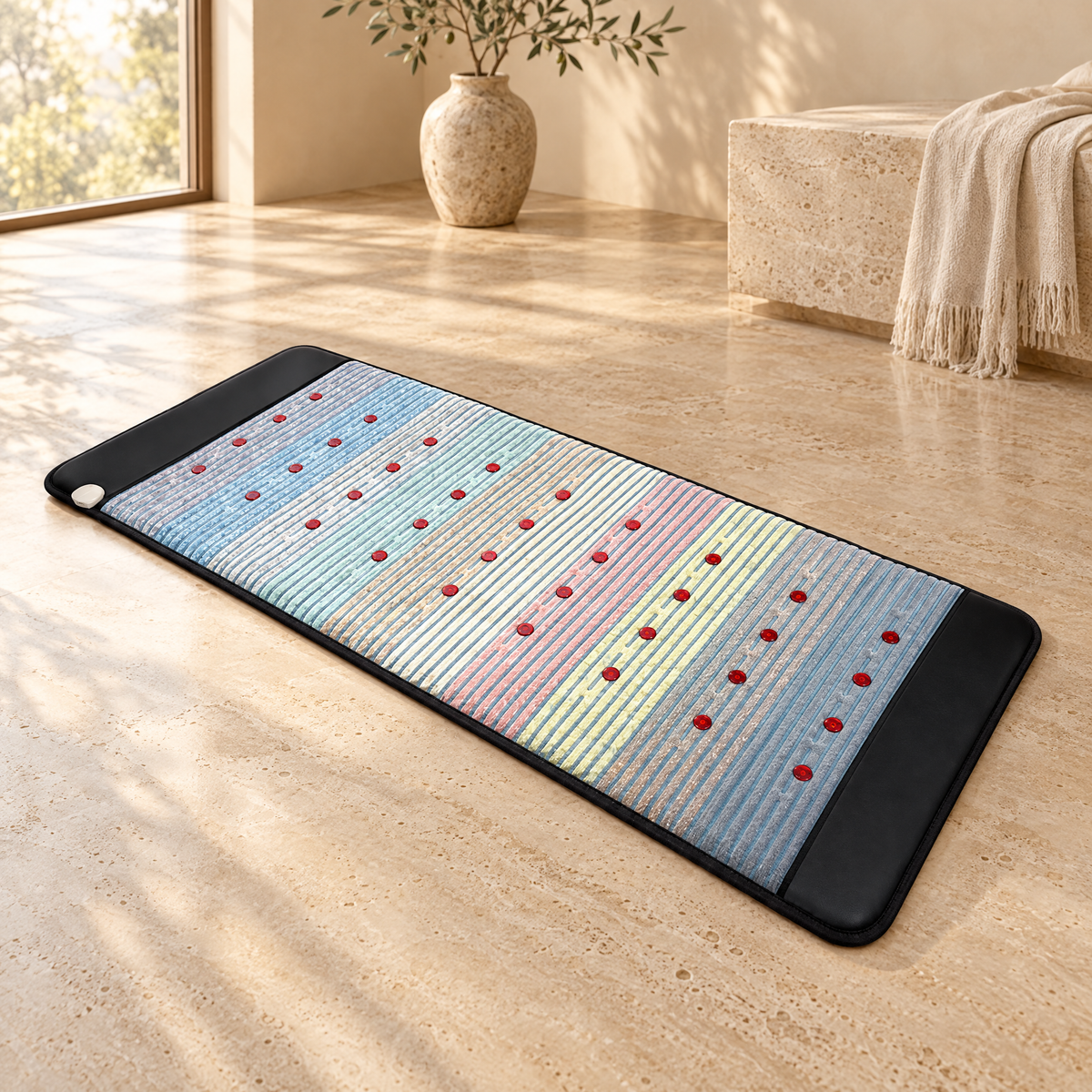 Resonance Mat on a travertine floor in morning light