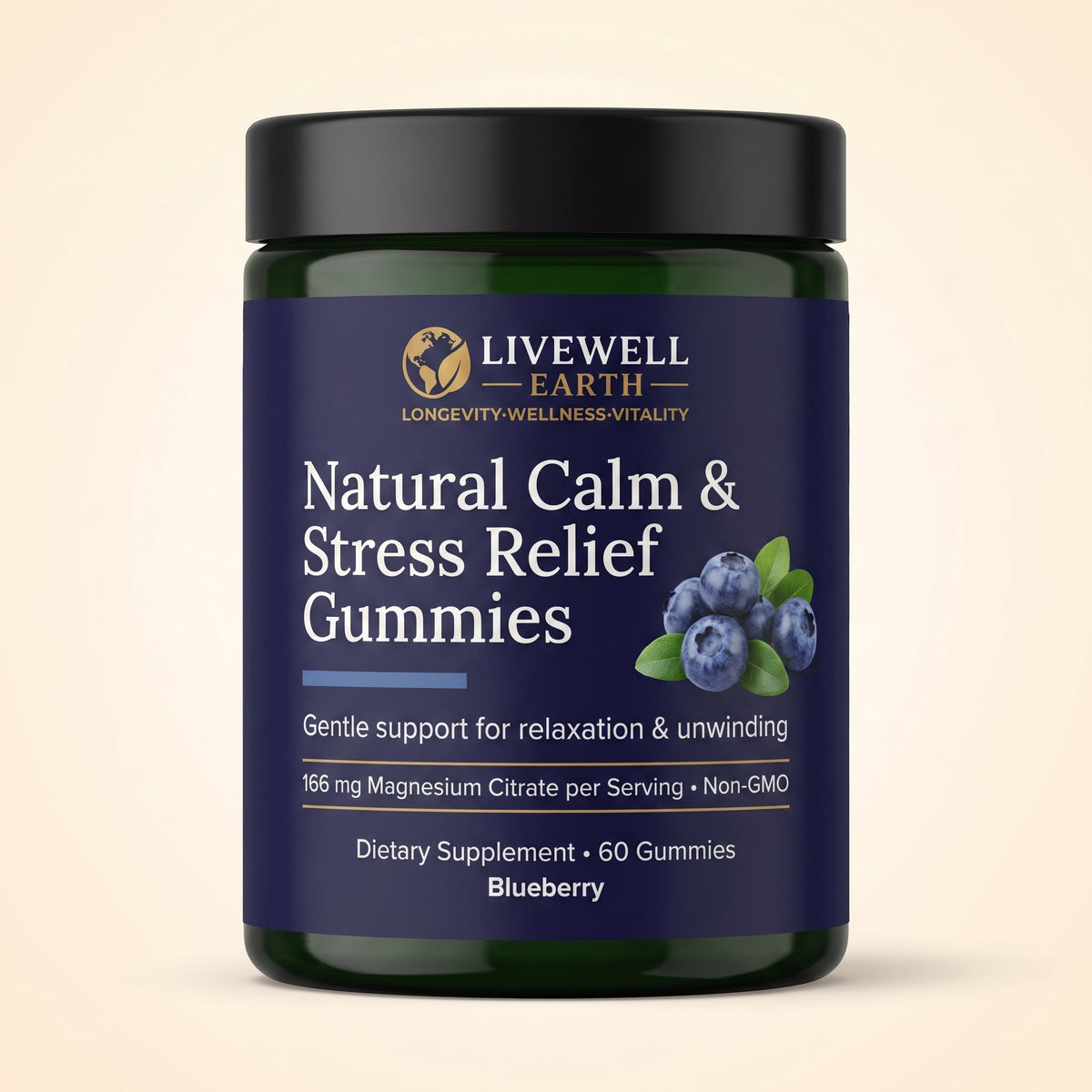 Natural Calm & Stress Relief Gummies Blueberry packshot