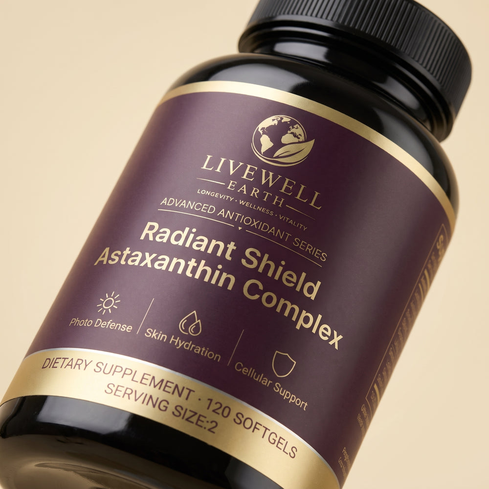 Close-up of the Radiant Shield Astaxanthin Complex label