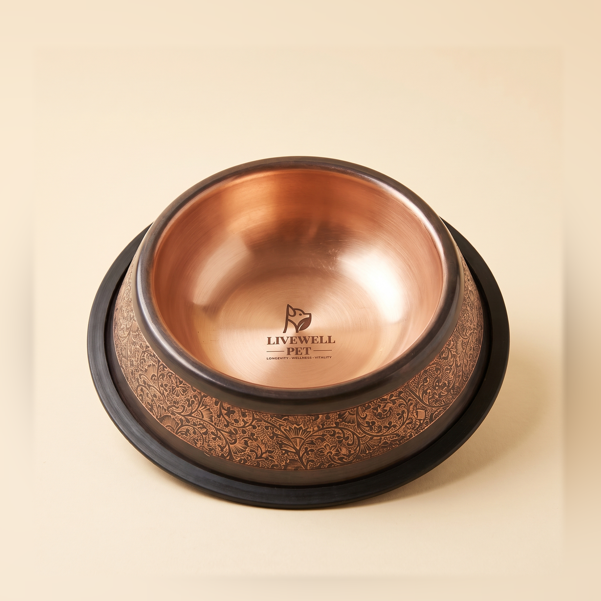 Longevity Copper Pet Bowl 700 ml, front view on a clean studio background