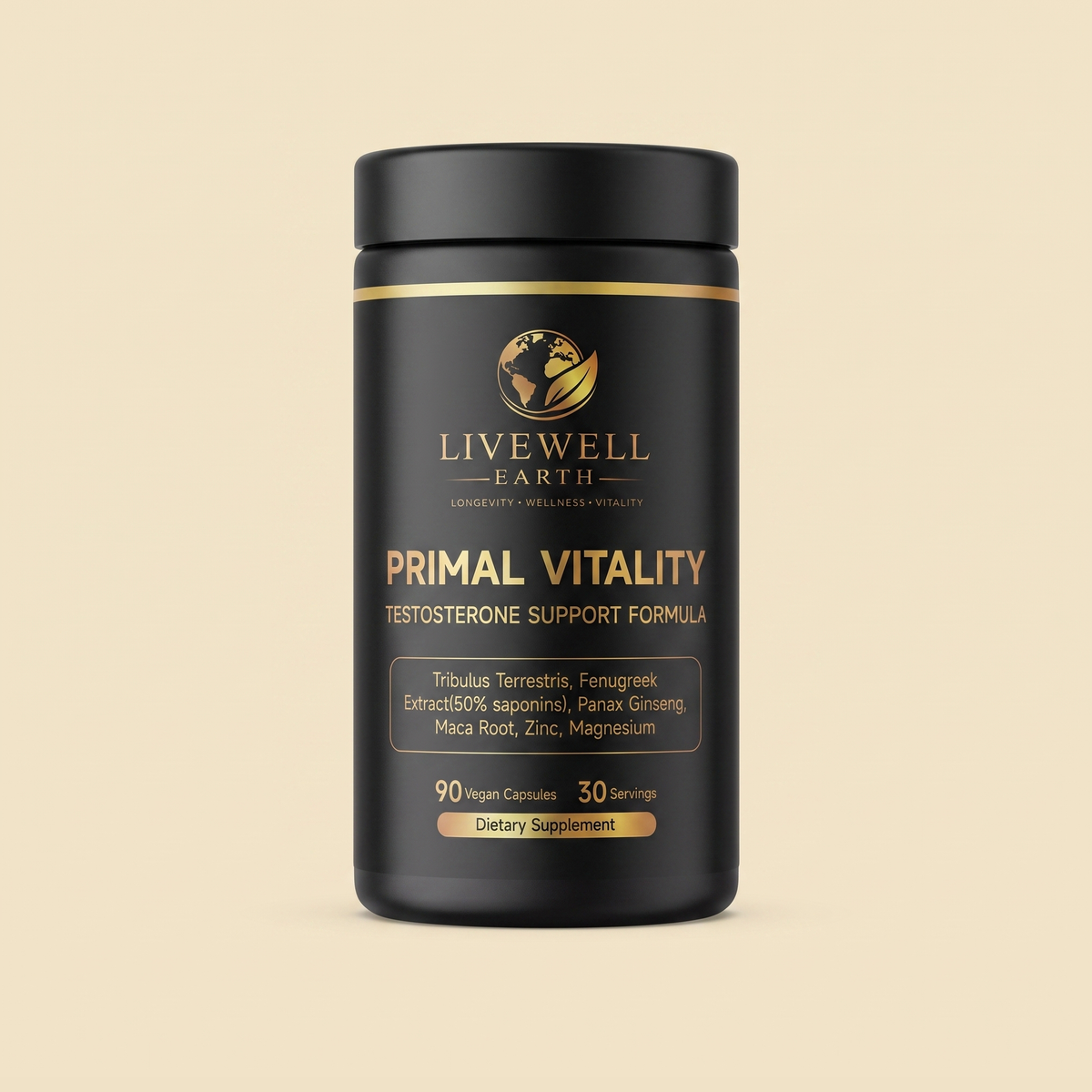 Primal Vitality bottle, front label view